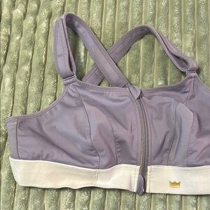 SHEFIT Purple and Cream High-Impact Bra with Front Zip
